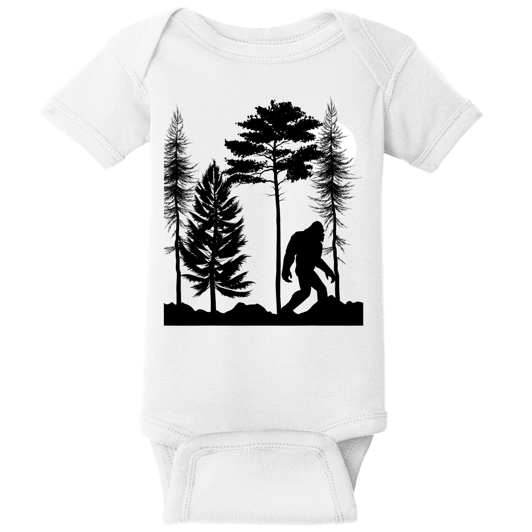 Bigfoot Bigfoot Hiding in Forest At Night Sasquatch  Baby Bodysuit
