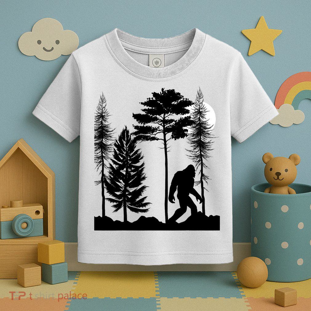 Bigfoot Bigfoot Hiding in Forest At Night Sasquatch  Toddler T-Shirt
