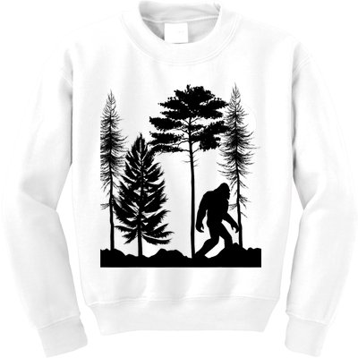 Bigfoot Bigfoot Hiding in Forest At Night Sasquatch  Kids Sweatshirt