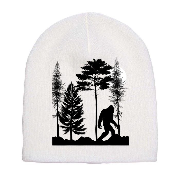 Bigfoot Bigfoot Hiding in Forest At Night Sasquatch  Short Acrylic Beanie