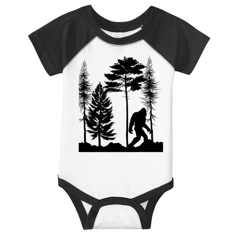 Bigfoot Bigfoot Hiding in Forest At Night Sasquatch  Infant Baby Jersey Bodysuit