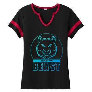 Beast Bear Head Gym Fitness Training Workout Bodybuilding Funny Gift Ladies Halftime Notch Neck Tee