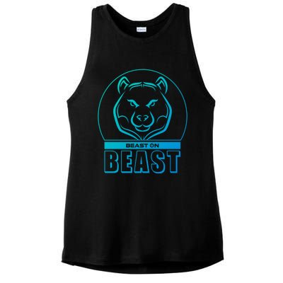 Beast Bear Head Gym Fitness Training Workout Bodybuilding Funny Gift Ladies PosiCharge Tri-Blend Wicking Tank