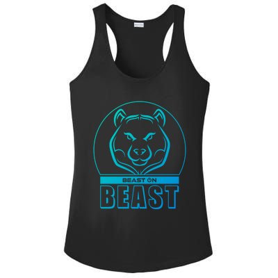 Beast Bear Head Gym Fitness Training Workout Bodybuilding Funny Gift Ladies PosiCharge Competitor Racerback Tank