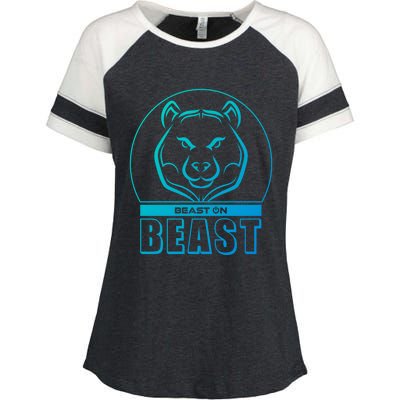 Beast Bear Head Gym Fitness Training Workout Bodybuilding Funny Gift Enza Ladies Jersey Colorblock Tee