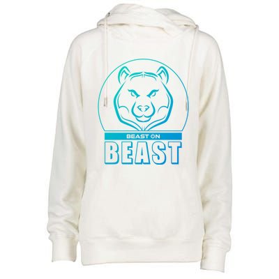 Beast Bear Head Gym Fitness Training Workout Bodybuilding Funny Gift Womens Funnel Neck Pullover Hood