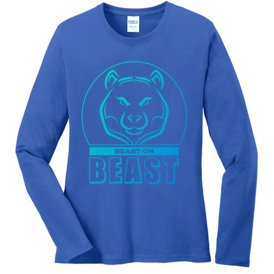 Beast Bear Head Gym Fitness Training Workout Bodybuilding Funny Gift Ladies Long Sleeve Shirt