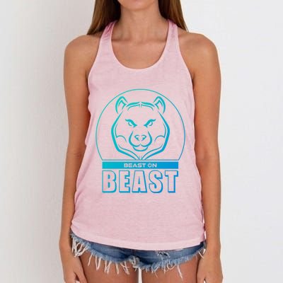 Beast Bear Head Gym Fitness Training Workout Bodybuilding Funny Gift Women's Knotted Racerback Tank