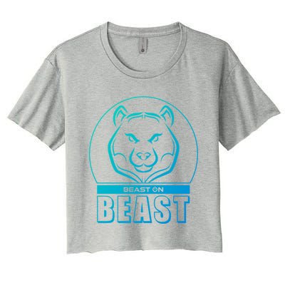 Beast Bear Head Gym Fitness Training Workout Bodybuilding Funny Gift Women's Crop Top Tee