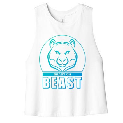 Beast Bear Head Gym Fitness Training Workout Bodybuilding Funny Gift Women's Racerback Cropped Tank