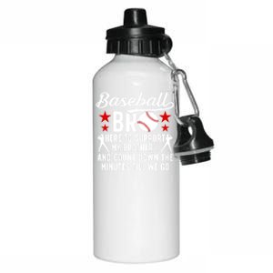 Baseball Bro Here To Support My Brother Baseball Brother Cool Gift Aluminum Water Bottle