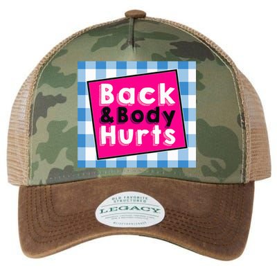 Back Body Hurts Humorous Quote Workout Top Gym Legacy Tie Dye Trucker Hat