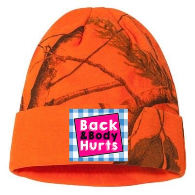 Back Body Hurts Humorous Quote Workout Top Gym Kati Licensed 12" Camo Beanie