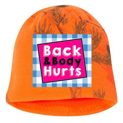 Back Body Hurts Humorous Quote Workout Top Gym Kati - Camo Knit Beanie