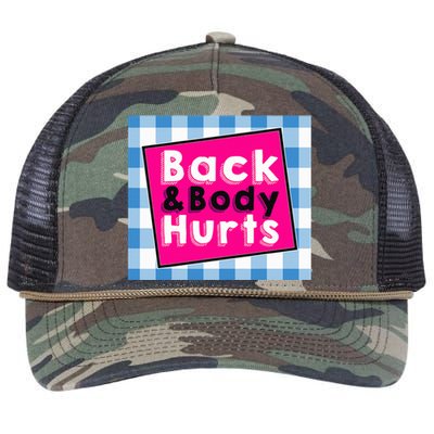 Back Body Hurts Humorous Quote Workout Top Gym Retro Rope Trucker Hat Cap