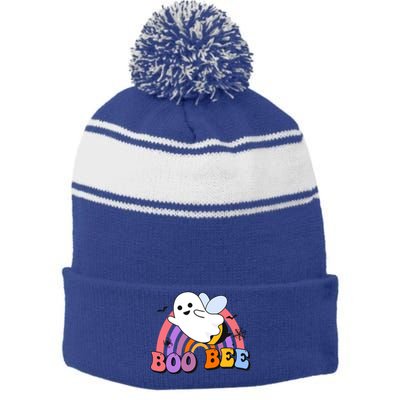 Boo Bee Happy Helloween Gift Stripe Pom Pom Beanie