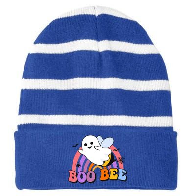 Boo Bee Happy Helloween Gift Striped Beanie with Solid Band