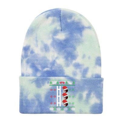 Bowling Ball Ho Ho Ho Ugly Christmas Bowler Cool Gift Tie Dye 12in Knit Beanie