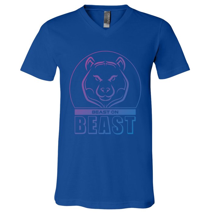 Beast Bear Head Gym Fitness Training Workout Bodybuilding Funny Gift V-Neck T-Shirt