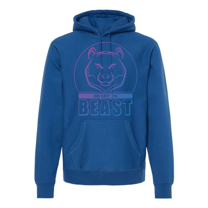 Beast Bear Head Gym Fitness Training Workout Bodybuilding Funny Gift Premium Hoodie