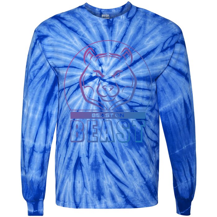 Beast Bear Head Gym Fitness Training Workout Bodybuilding Funny Gift Tie-Dye Long Sleeve Shirt