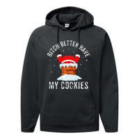 Bitch Better Have My Cookies Santa Adult Christmas Pajama PJ Performance Fleece Hoodie