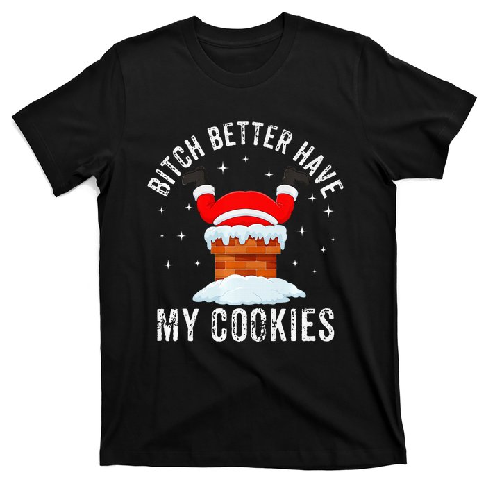 Bitch Better Have My Cookies Santa Adult Christmas Pajama PJ T-Shirt