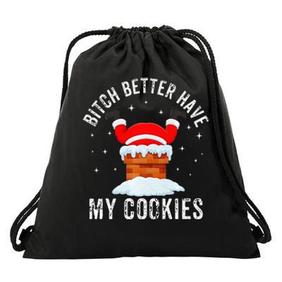 Bitch Better Have My Cookies Santa Adult Christmas Pajama PJ Drawstring Bag