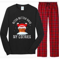 Bitch Better Have My Cookies Santa Adult Christmas Pajama PJ Long Sleeve Pajama Set