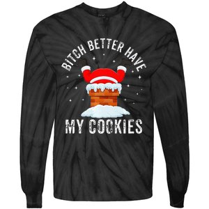 Bitch Better Have My Cookies Santa Adult Christmas Pajama PJ Tie-Dye Long Sleeve Shirt