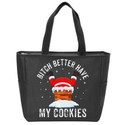 Bitch Better Have My Cookies Santa Adult Christmas Pajama PJ Zip Tote Bag