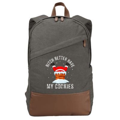 Bitch Better Have My Cookies Santa Adult Christmas Pajama PJ Cotton Canvas Backpack