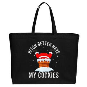 Bitch Better Have My Cookies Santa Adult Christmas Pajama PJ Cotton Canvas Jumbo Tote