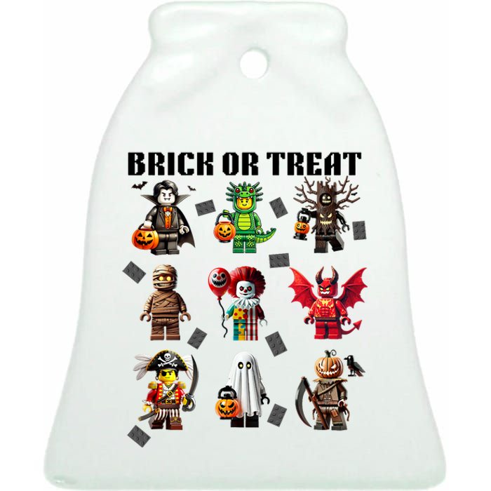 Building Bricks Halloween Brick Or Treat Costume Monsters Ceramic Bell Ornament