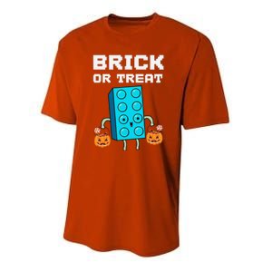 Block Building Halloween Brick Or Treat Master Builder Design Is An Ideal Gift F Youth Performance Sprint T-Shirt