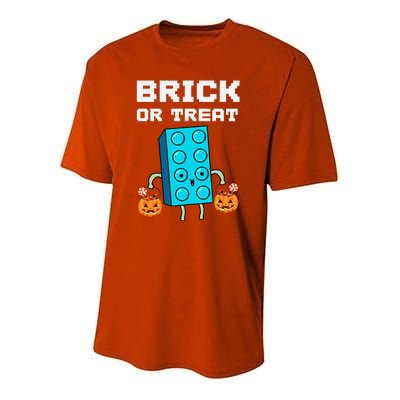 Block Building Halloween Brick Or Treat Master Builder Design Is An Ideal Gift F Youth Performance Sprint T-Shirt