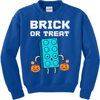 Block Building Halloween Brick Or Treat Master Builder Design Is An Ideal Gift F Kids Sweatshirt