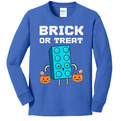 Block Building Halloween Brick Or Treat Master Builder Design Is An Ideal Gift F Kids Long Sleeve Shirt