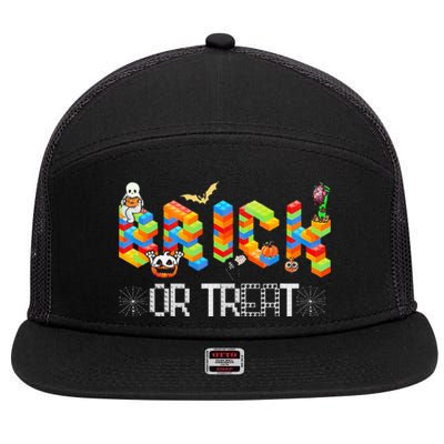 Block Building Halloween Brick Or Treat Master Builder 7 Panel Mesh Trucker Snapback Hat