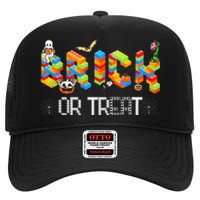 Block Building Halloween Brick Or Treat Master Builder High Crown Mesh Back Trucker Hat