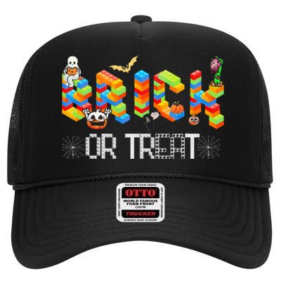 Block Building Halloween Brick Or Treat Master Builder High Crown Mesh Back Trucker Hat