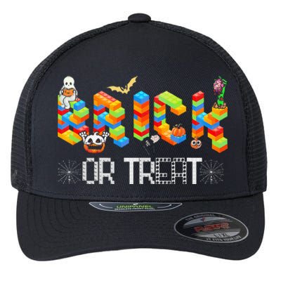 Block Building Halloween Brick Or Treat Master Builder Flexfit Unipanel Trucker Cap