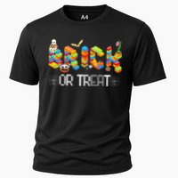 Block Building Halloween Brick Or Treat Master Builder Cooling Performance Crew T-Shirt
