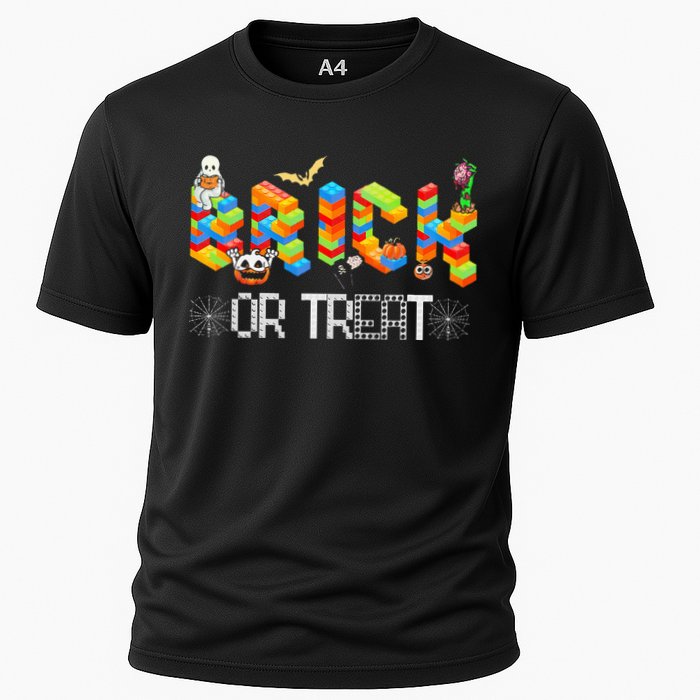 Block Building Halloween Brick Or Treat Master Builder Cooling Performance Crew T-Shirt