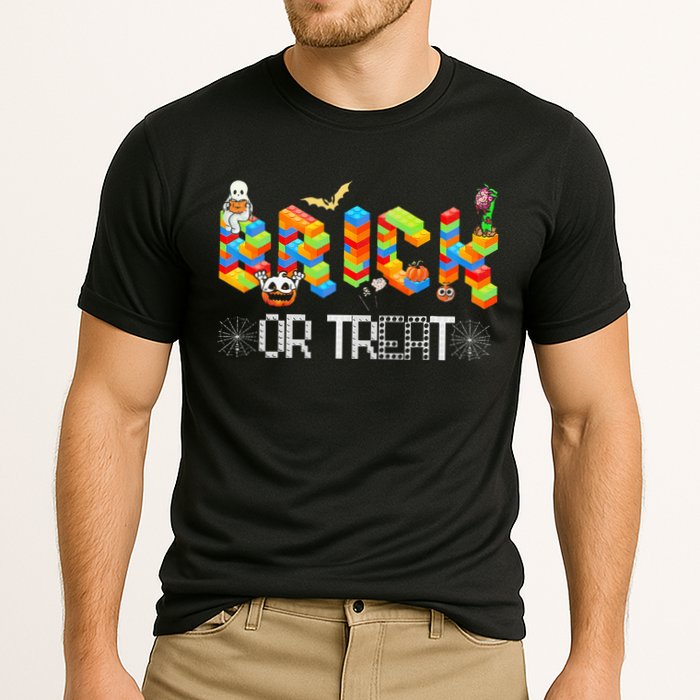 Block Building Halloween Brick Or Treat Master Builder Cooling Performance Crew T-Shirt