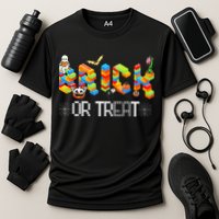 Block Building Halloween Brick Or Treat Master Builder Cooling Performance Crew T-Shirt