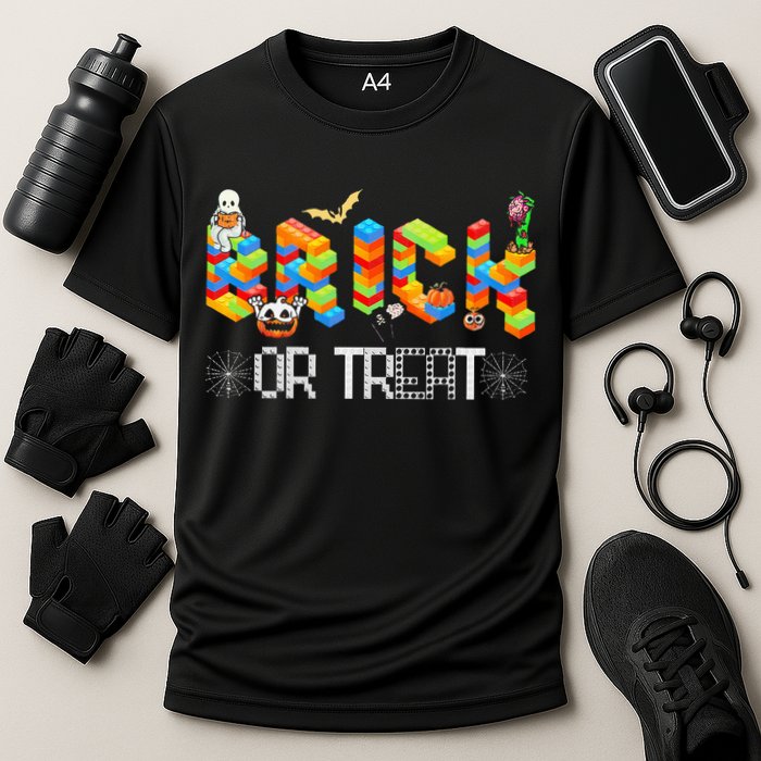 Block Building Halloween Brick Or Treat Master Builder Cooling Performance Crew T-Shirt