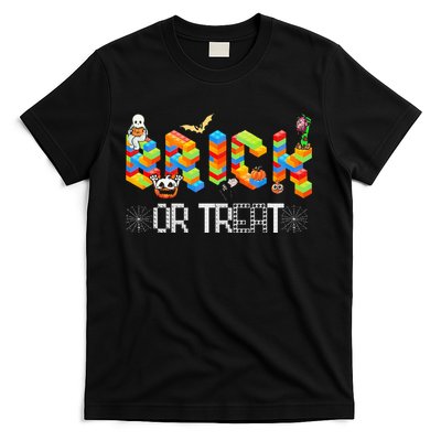 Block Building Halloween Brick Or Treat Master Builder T-Shirt