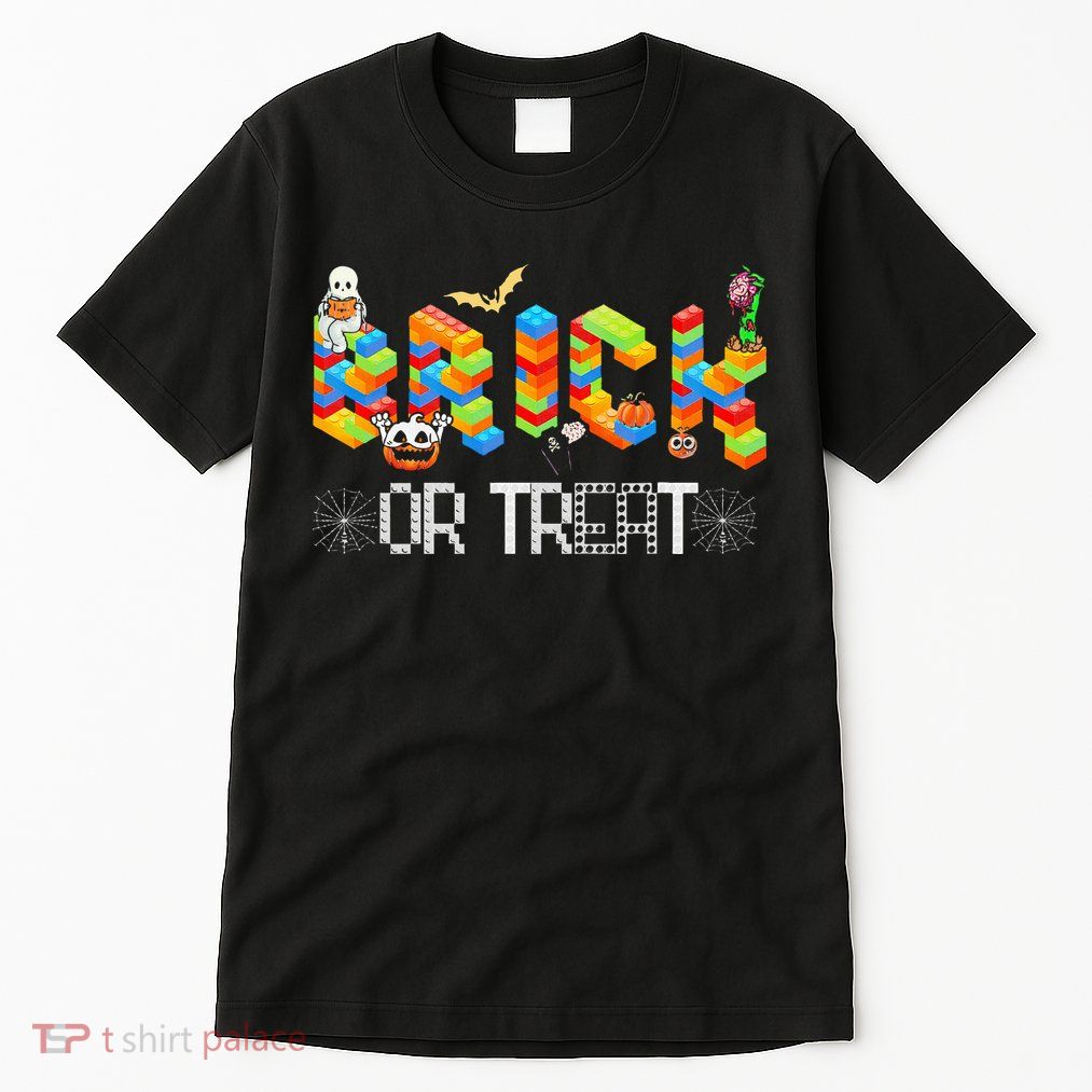 Block Building Halloween Brick Or Treat Master Builder Tall T-Shirt