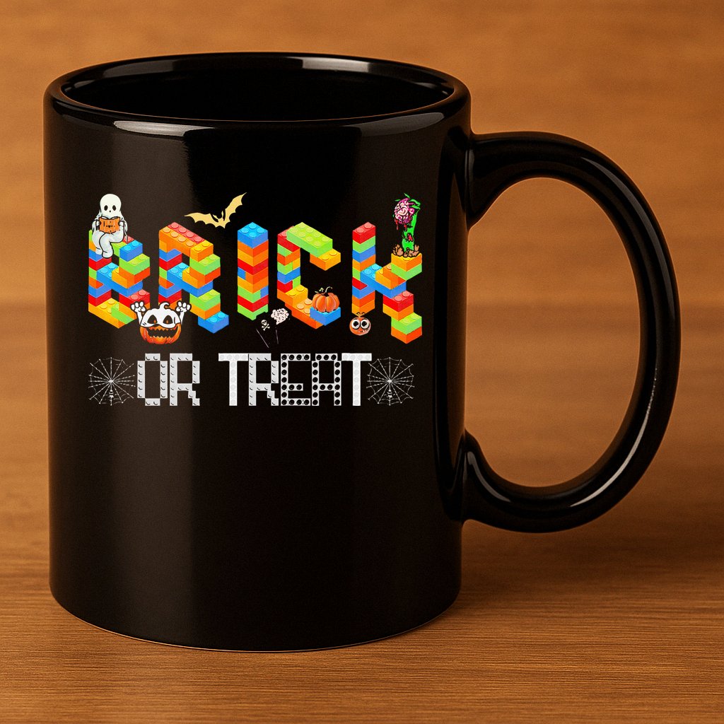 Block Building Halloween Brick Or Treat Master Builder 11oz C Handle Ceramic Mug